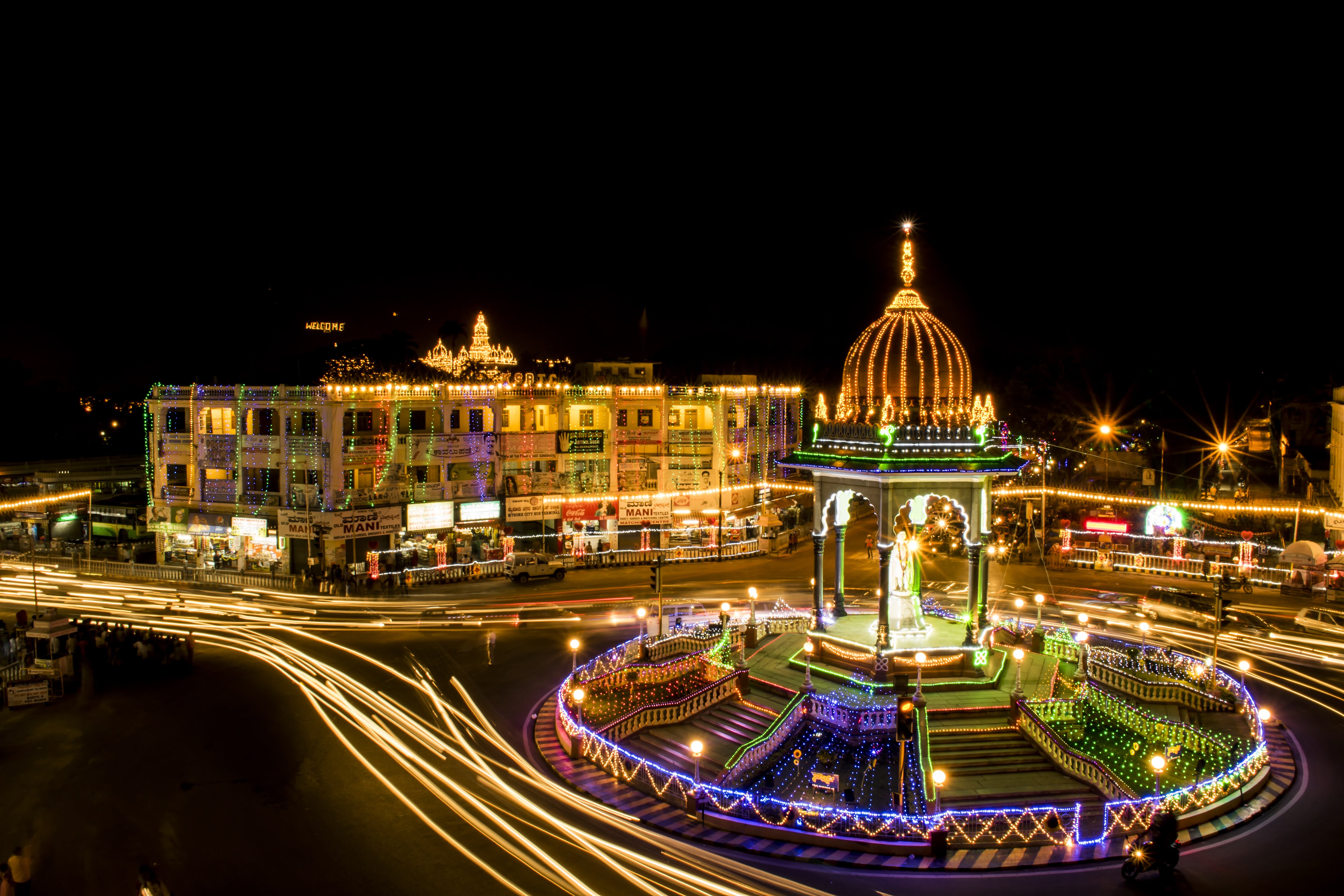 Mysore Palace illuminated with lights during Dasara festival
